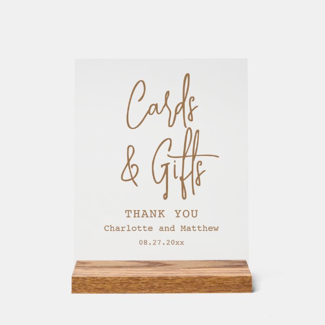 Cards And Gifts Chic Modern Wedding Event Acrylic Sign (Front)