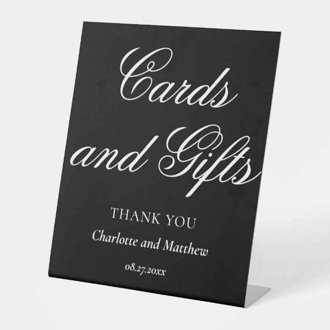 Cards And Gifts Chic Modern Wedding Event Pedestal Pedestal Sign (Front)