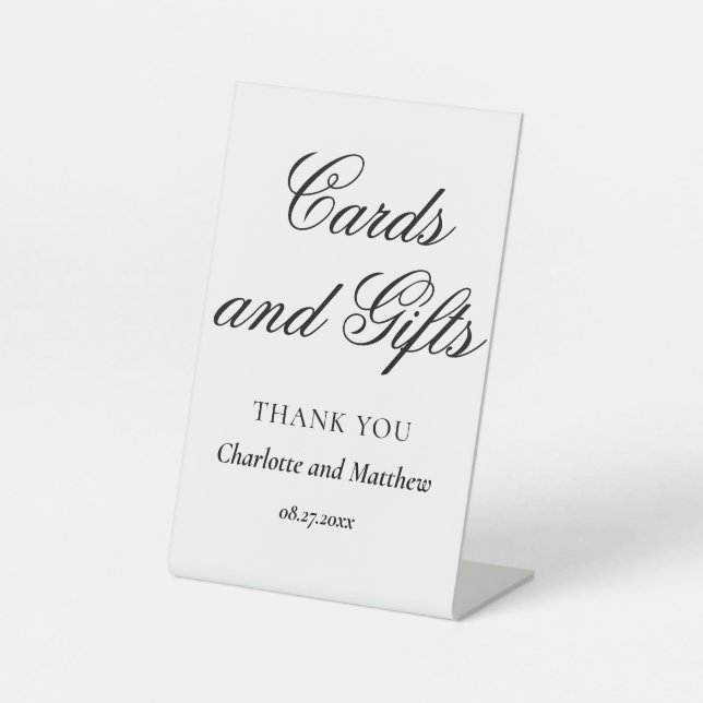 Cards And Gifts Chic Modern Wedding Event Pedestal Sign (Front)