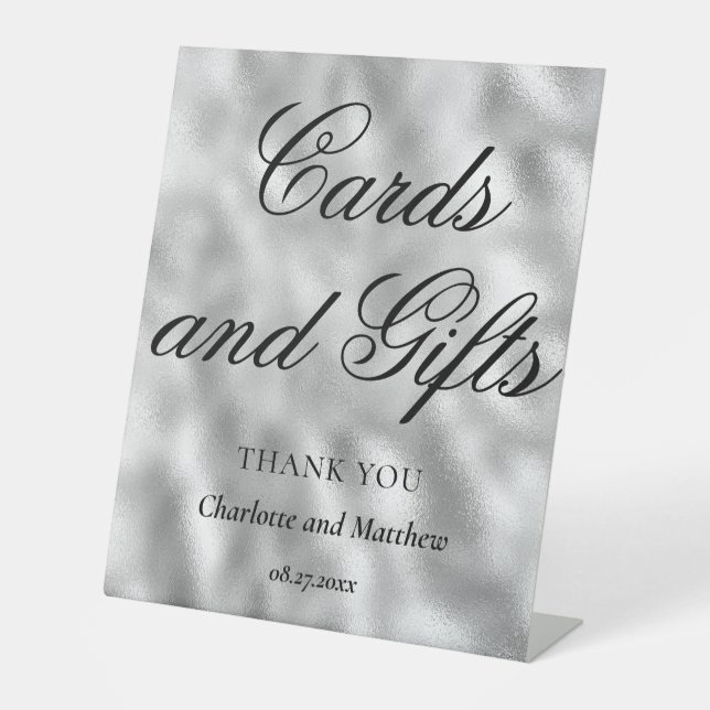 Cards And Gifts Chic Modern Wedding Event Pedestal Sign (Front)