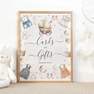 Cards and Gifts Clothes Boho Gender Reveal Poster