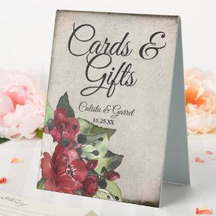 Cards And Gifts Dark Red Floral Goth Wedding