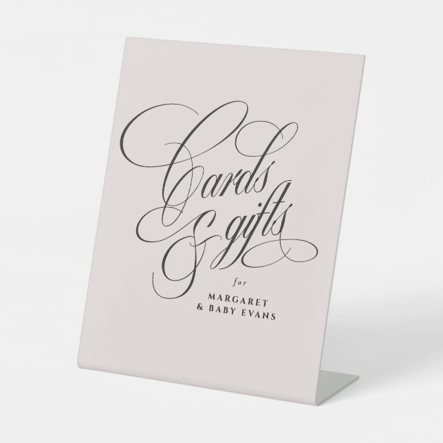 Cards and gifts elegant blush baby shower pedestal sign (Front)