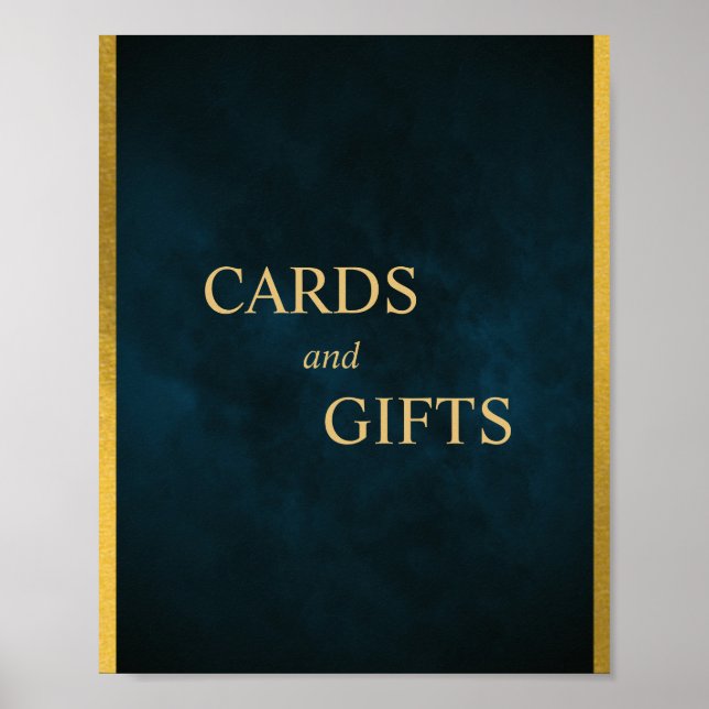 Cards and Gifts Emerald Gold Velvet Wedding Sign (Front)