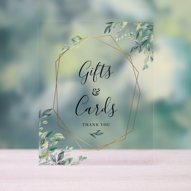 Cards and Gifts Eucalyptus Script Wedding Acrylic Sign (Neutral)