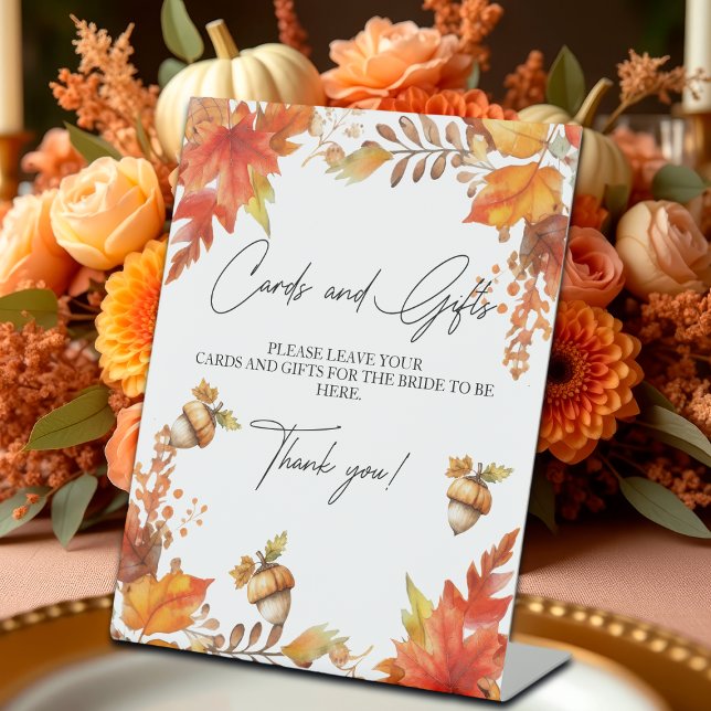 Cards and Gifts Fall Boho Floral Bridal Shower Pedestal Sign (Creator Uploaded)