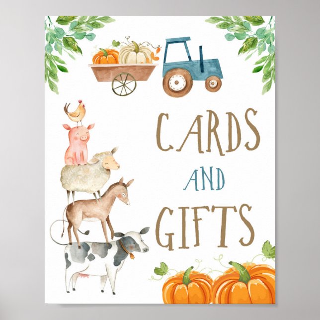 Cards and Gifts Farm Animals Pumpkin Boy Birthday Poster (Front)