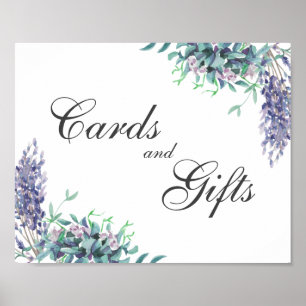 Cards and gifts. Floral sign. Purple wedding Poster