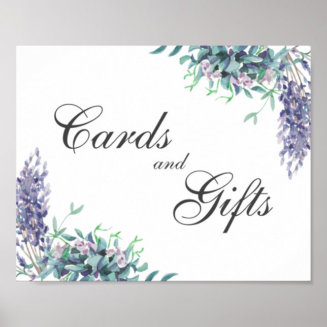 Cards and gifts. Floral sign. Purple wedding Poster (Front)
