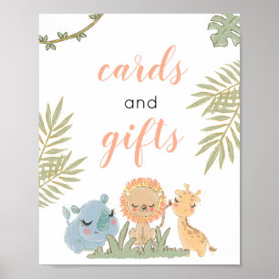 Cards and Gifts Girl Safari Animal Baby Shower Poster
