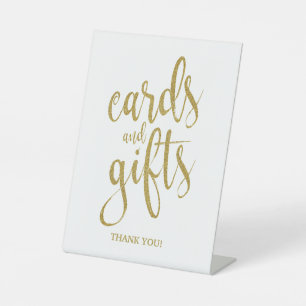 Cards and Gifts Gold Glitter Wedding Sign
