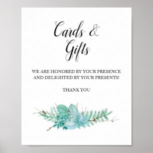 Cards and Gifts Greenery Succulent Wedding Sign
