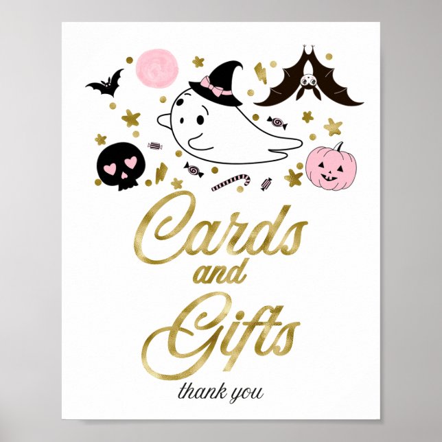 Cards and Gifts Halloween Girl Baby Shower Sign (Front)