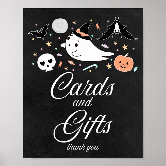 Cards and Gifts Halloween Girl Baby Shower Sign (Front)