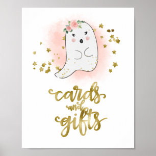 Cards and Gifts Halloween Girl Baby Shower Sign