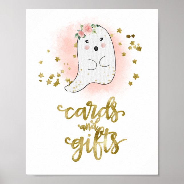 Cards and Gifts Halloween Girl Baby Shower Sign (Front)