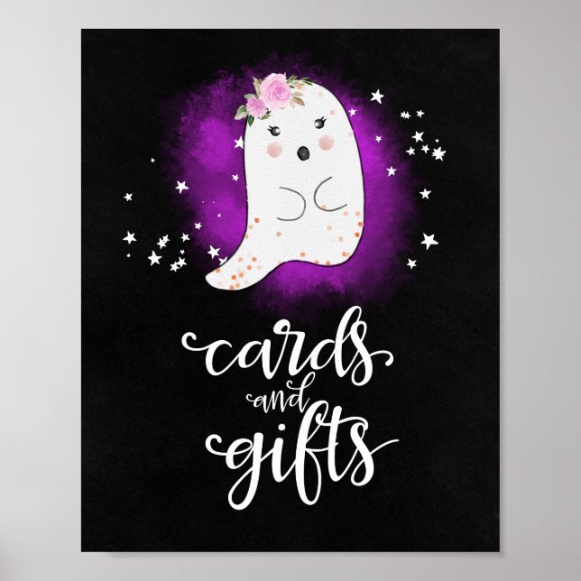 Cards and Gifts Halloween Girl Baby Shower Sign (Front)