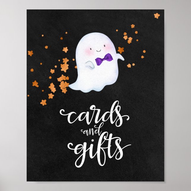 Cards and Gifts Halloween Girl Baby Shower Sign (Front)