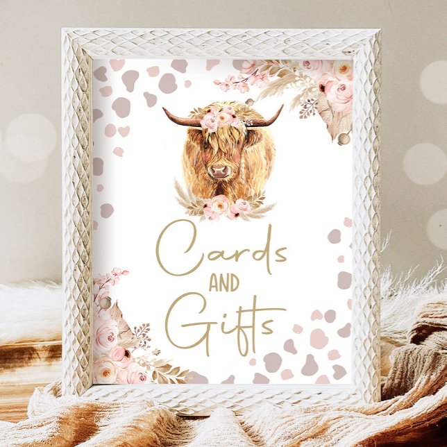 Cards and Gifts Highlander Cow Boho Farm Birthday Poster (Creator Uploaded)