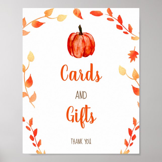Cards and Gifts Little Pumpkin Fall Baby Shower Poster (Front)