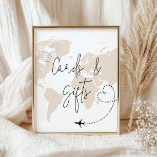 Cards and Gifts map aeroplane baby shower poster