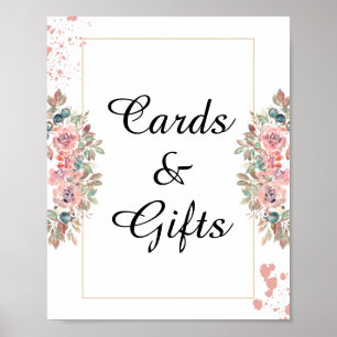  Cards and gifts modern rose gold floral wedding  Poster