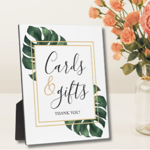 Cards and Gifts Monstera Leaf Wedding Sign  Plaque