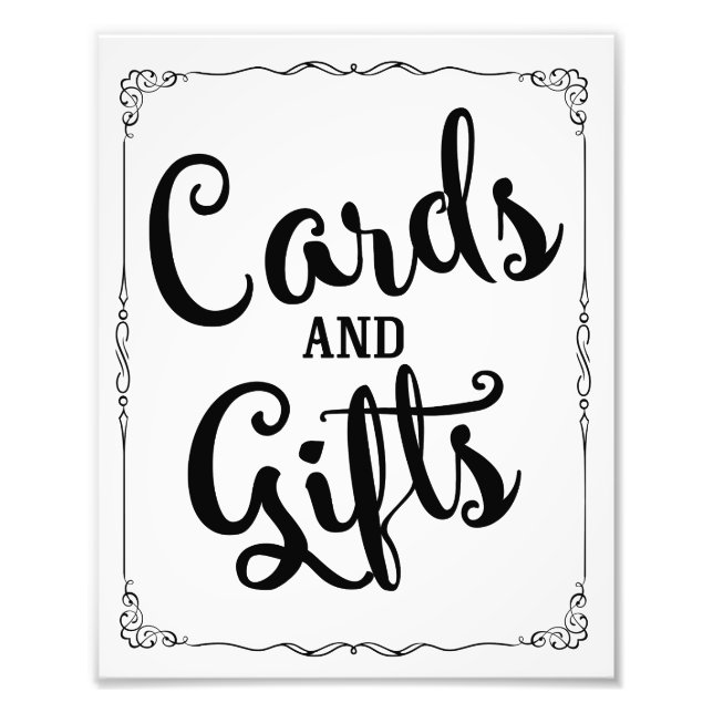 cards and gifts party wedding sign (Front)