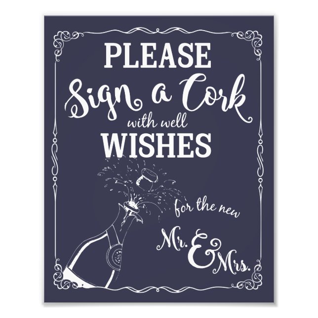 cards and gifts party wedding sign navy nautical (Front)