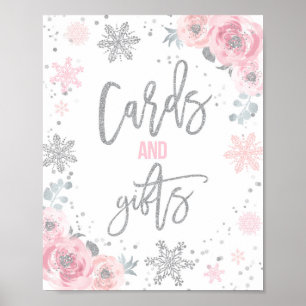 Cards And Gifts Pink Winter ONEderland Party Poster