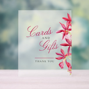 Cards and gifts red orchid watercolor wedding acrylic sign