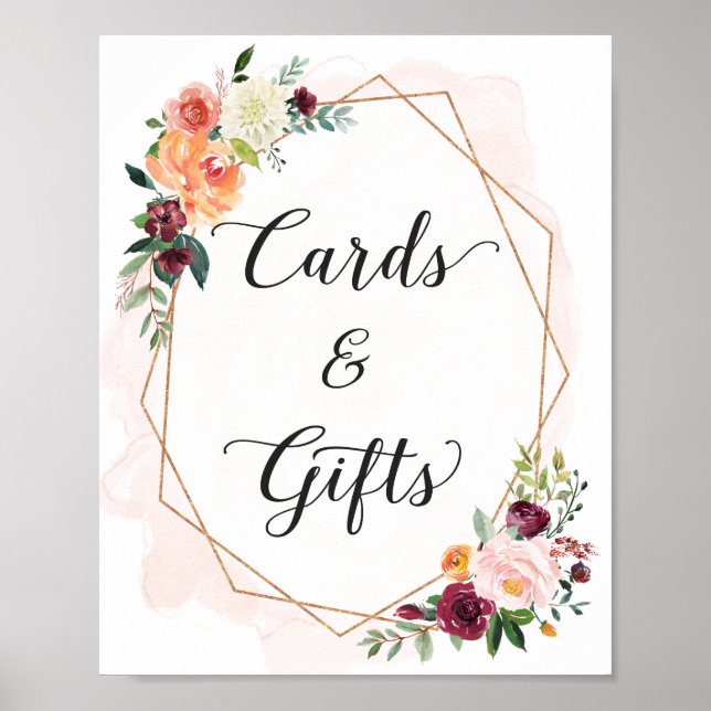 Cards and Gifts | Romantic Floral Wedding Sign (Front)