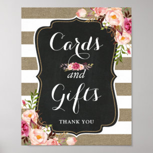 Cards and Gifts Rustic Burlap Floral Wedding Sign