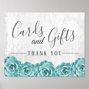 Cards and Gifts Rustic Succulent Floral Wedding Poster