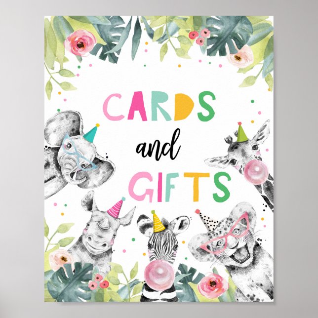 Cards and Gifts Safari Party Animals Birthday Sign (Front)