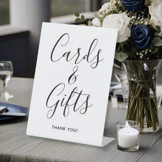 Cards And Gifts Script Calligraphy Wedding Pedestal Sign