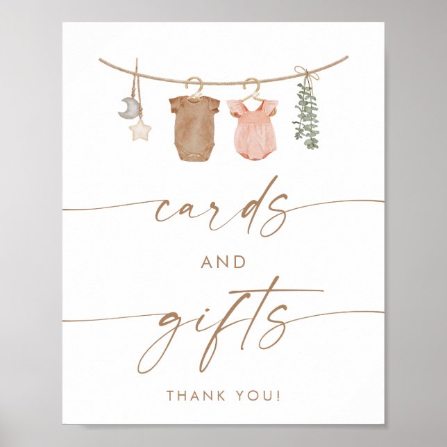 Cards and Gifts Sign | Boho Gender Reveal (Front)