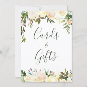 Cards and Gifts Sign Card Rustic Greenery Floral
