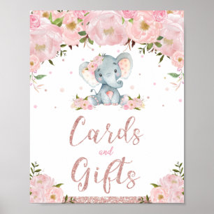 Cards and Gifts Sign Elephant Birthday Baby Shower