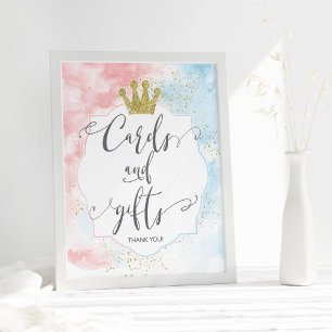 "Cards and gifts" Sign, Pink Blue Gender Reveal Poster
