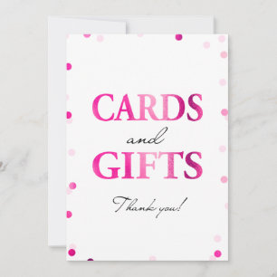 Cards and Gifts Sign Pink Magenta Confetti