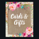 Cards and Gifts Sign Rustic Bridal Shower Poster<br><div class="desc">Cards and Gifts Sign Rustic Bridal Shower Poster</div>