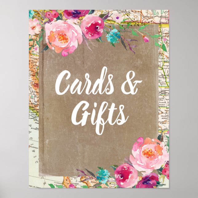 Cards and Gifts Sign Rustic Bridal Shower Poster (Front)
