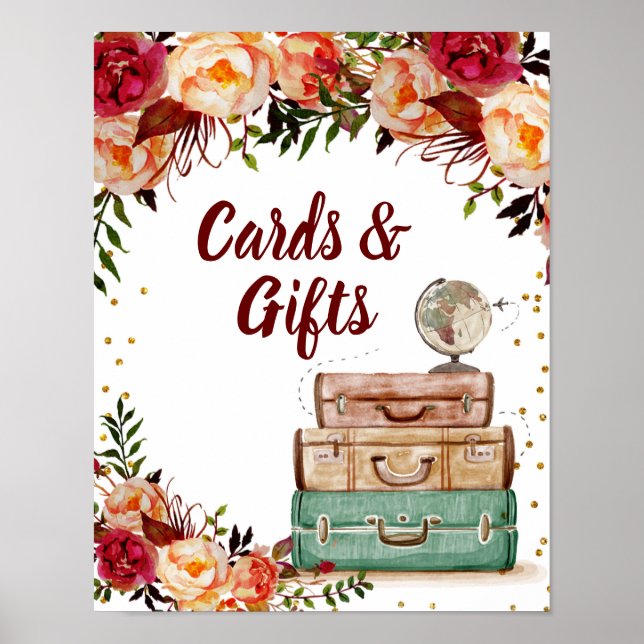 Cards and Gifts Sign Travel Bridal Shower Poster (Front)