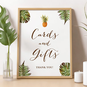 Cards and Gifts Sign Tropical Leaves Pineapple