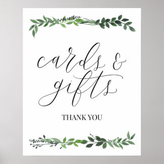 cards and gifts sign | watercolor greenery