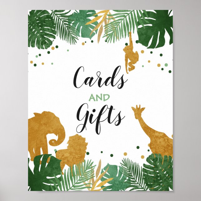 Cards and Gifts Sign Zoo Jungle Gift Table decor (Front)