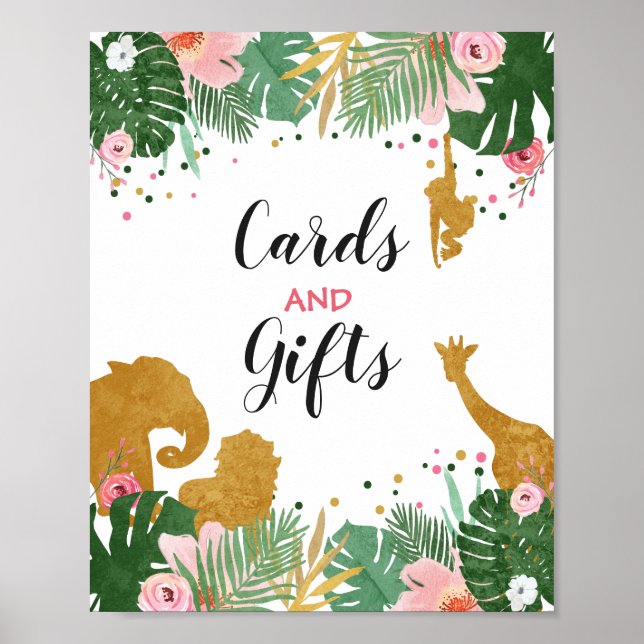 Cards and Gifts Sign Zoo Jungle Gift Table decor (Front)