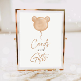 Cards and Gifts Teddy Bear Balloon Boho Birthday Poster