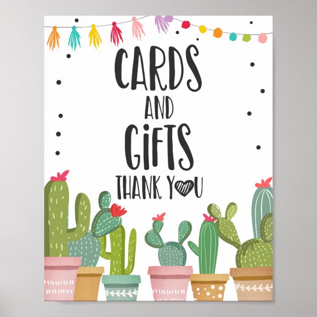 Cards and Gifts Thank You Cactus Fiesta Table Sign (Front)